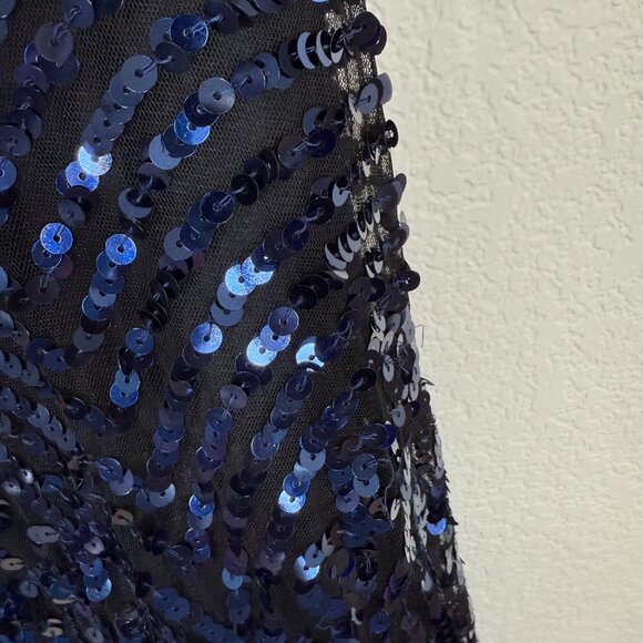 Free People Blue Sequin Cocktail Party Y2K V-Neck Dress Flirty Club Medium - Picture 10 of 16